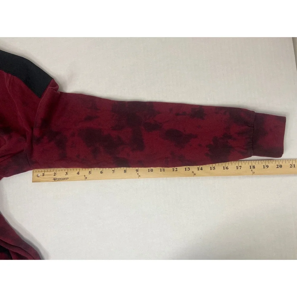 DKNY Tie Dye Crewneck Sweatshirt Black Red Pocket Casual Pullover Top XS‎ TP - Picture 13 of 13